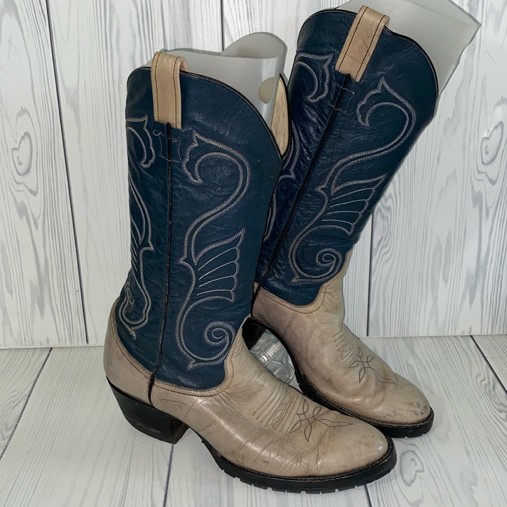 Bottes de cowboy vintage Larry Mahan peau d'anguille noires 8,5 D années 90 magnifiques RARE 🔥 🔥 | eBay